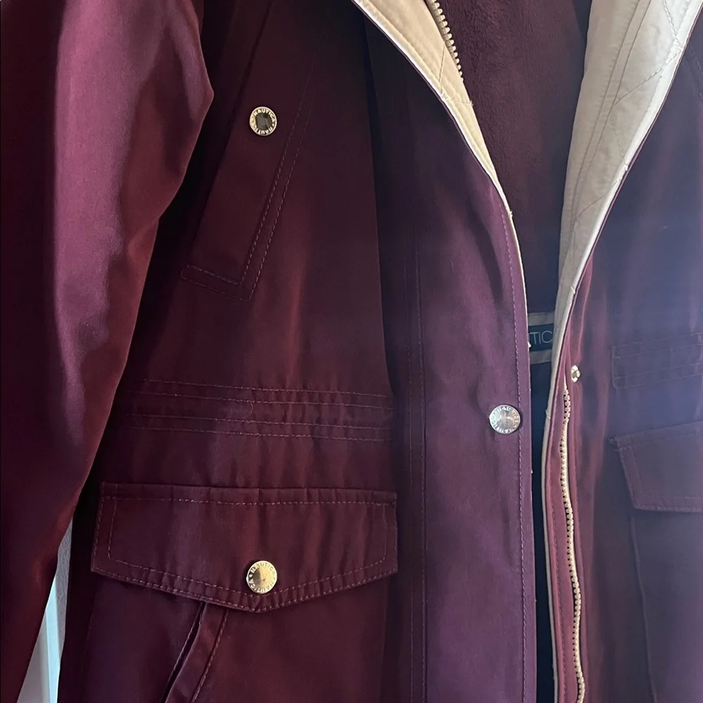 It’s winter: Nautica Women's Deep Burgundy Utility Jacket - Picture 4 of 9